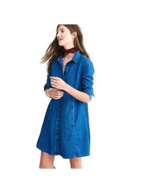 Madewell Denim Button-Front Shirt Dress in Blue